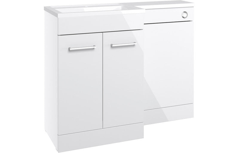 Utopia 1100mm Floor Standing L-Shape Pack & Basin (RH) - White Gloss