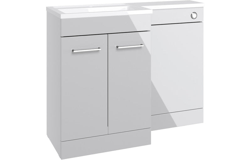 Utopia 1100mm Floor Standing L-Shape Pack & Basin (RH) - Grey Gloss