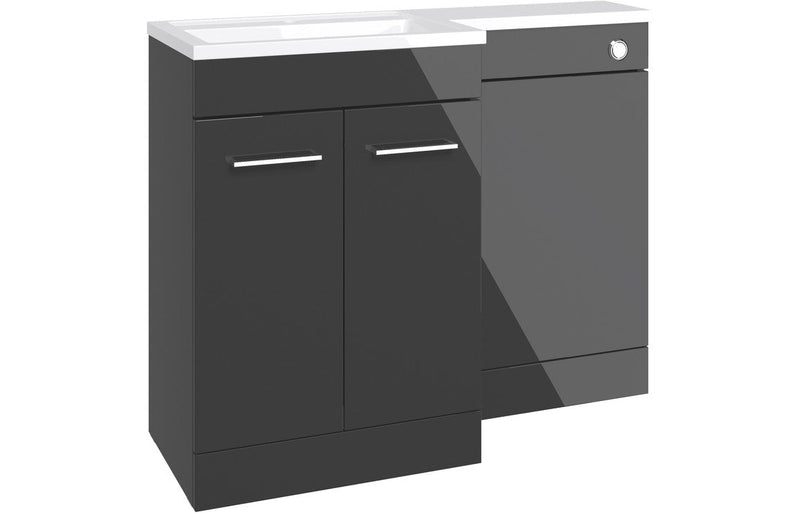 Utopia 1100mm Floor Standing L-Shape Pack & Basin (RH) - Anthracite Gloss