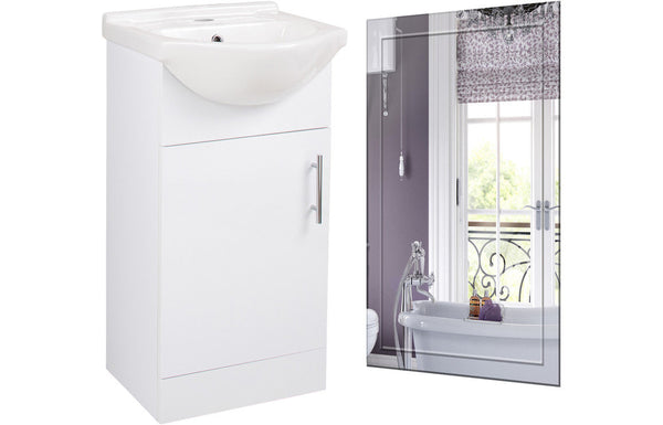 Valenza 450mm Floor Standing Basin Unit & Mirror Pack