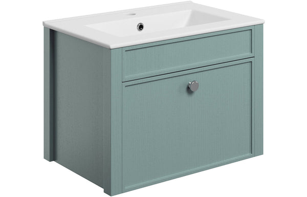 Luminara 605mm Wall Hung Basin Unit (exc. Basin) - Sea Green Ash
