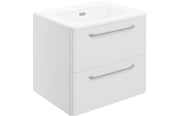 Genesis 610mm 2 Drawer Wall Unit & Basin - White Gloss