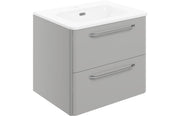 Genesis 610mm 2 Drawer Wall Unit & Basin - Grey Gloss