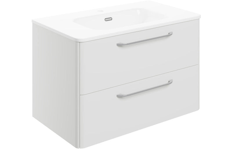 Genesis 810mm 2 Drawer Wall Unit & Basin - White Gloss