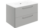 Genesis 810mm 2 Drawer Wall Unit & Basin - Grey Gloss