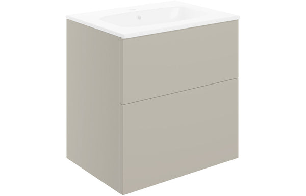 Serenita 610mm Wall Hung 2 Drawer Basin Unit & Basin - Matt Latte