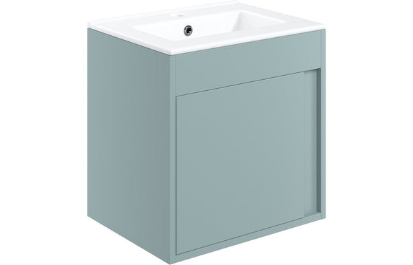 Evolve 510mm Wall Hung Unit Inc. Basin - Matt Sea Green
