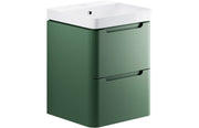 Harmony 500mm 2 Drawer Wall Hung Cloakroom Basin Unit - Matt Sage Green