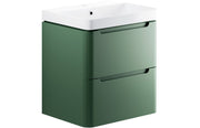 Harmony 600mm 2 Drawer Wall Hung Basin Unit - Matt Sage Green