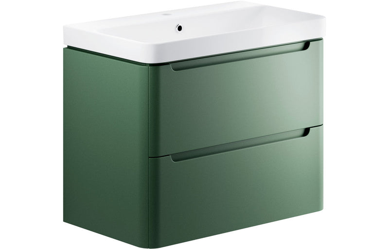Harmony 800mm 2 Drawer Wall Hung Basin Unit - Matt Sage Green