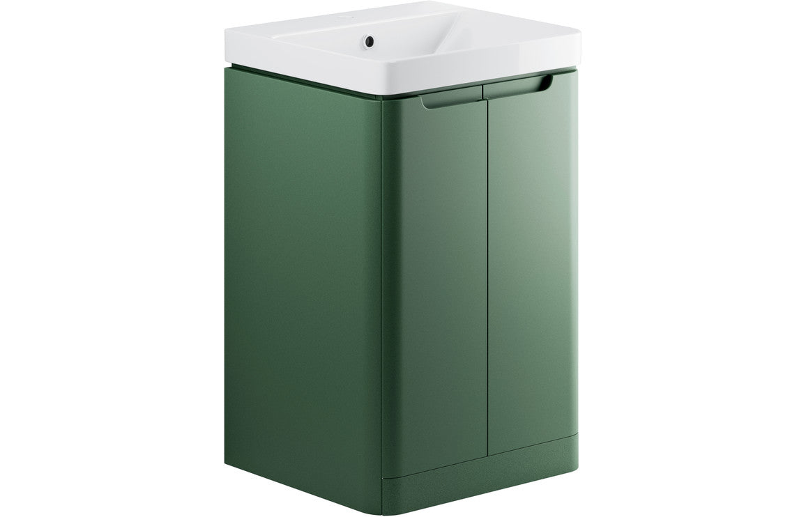 Harmony 500mm 2 Door Floor Standing Cloakroom Basin Unit - Matt Sage Green