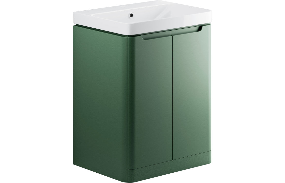 Harmony 600mm 2 Door Floor Standing Basin Unit - Matt Sage Green