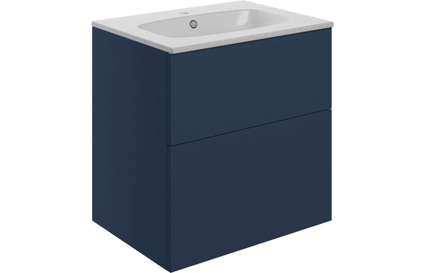Serenita 610mm Wall Hung 2 Drawer Basin Unit & Basin - Matt Deep Blue
