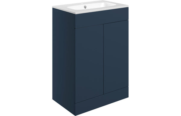 Serenita 615mm Floor Standing 2 Door Basin Unit & Basin - Matt Deep Blue