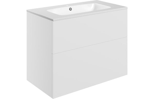 Serenita 815mm Wall Hung 2 Drawer Basin Unit & Basin - Matt White