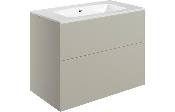 Serenita 815mm Wall Hung 2 Drawer Basin Unit & Basin - Matt Latte