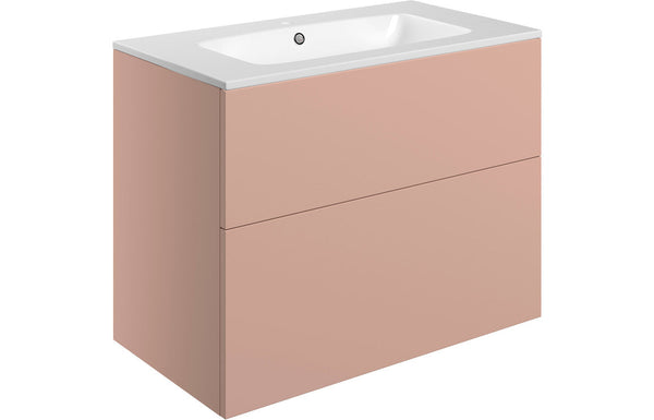 Serenita 815mm Wall Hung 2 Drawer Basin Unit & Basin - Matt Antique Rose