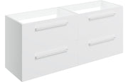 Vivido 1180mm Wall Hung 2 Drawer Basin Unit Run (No Top) - White Gloss