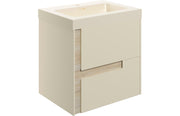 Fusion 605mm Wall Hung 2 Drawer Basin Unit & Co-ordinating Basin - Matt Cotton & Oak Effect