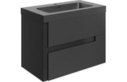 Fusion 805mm Wall Hung 2 Drawer Basin Unit & Co-ordinating Basin - Matt Black & Glass