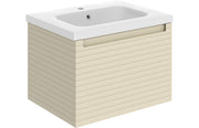 Belleza 615mm Wall Hung 1 Drawer Basin Unit & Basin - Matt Cotton