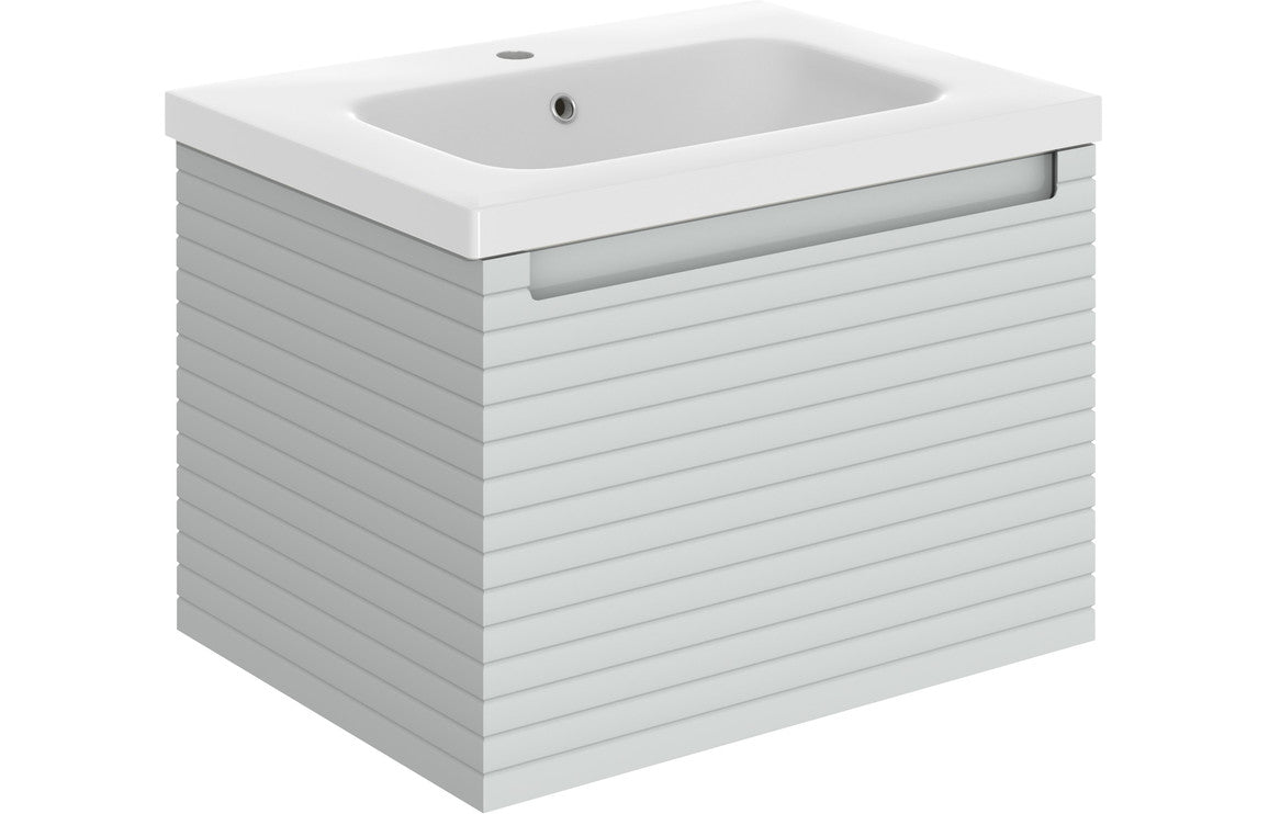 Belleza 615mm Wall Hung 1 Drawer Basin Unit & Basin - Matt Mineral Grey