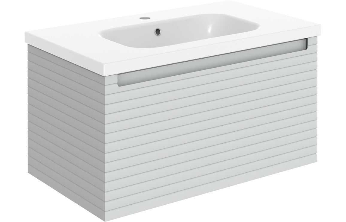 Belleza 815mm Wall Hung 1 Drawer Basin Unit & Basin - Matt Mineral Grey