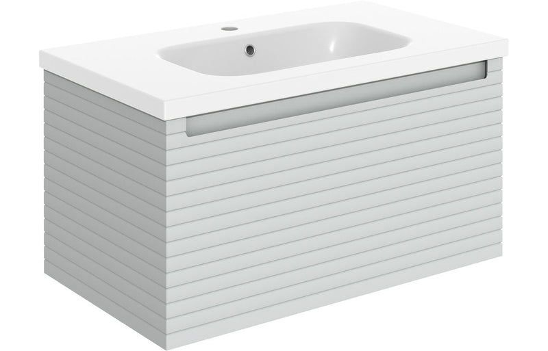 Belleza 815mm Wall Hung 1 Drawer Basin Unit & Basin - Matt Mineral Grey