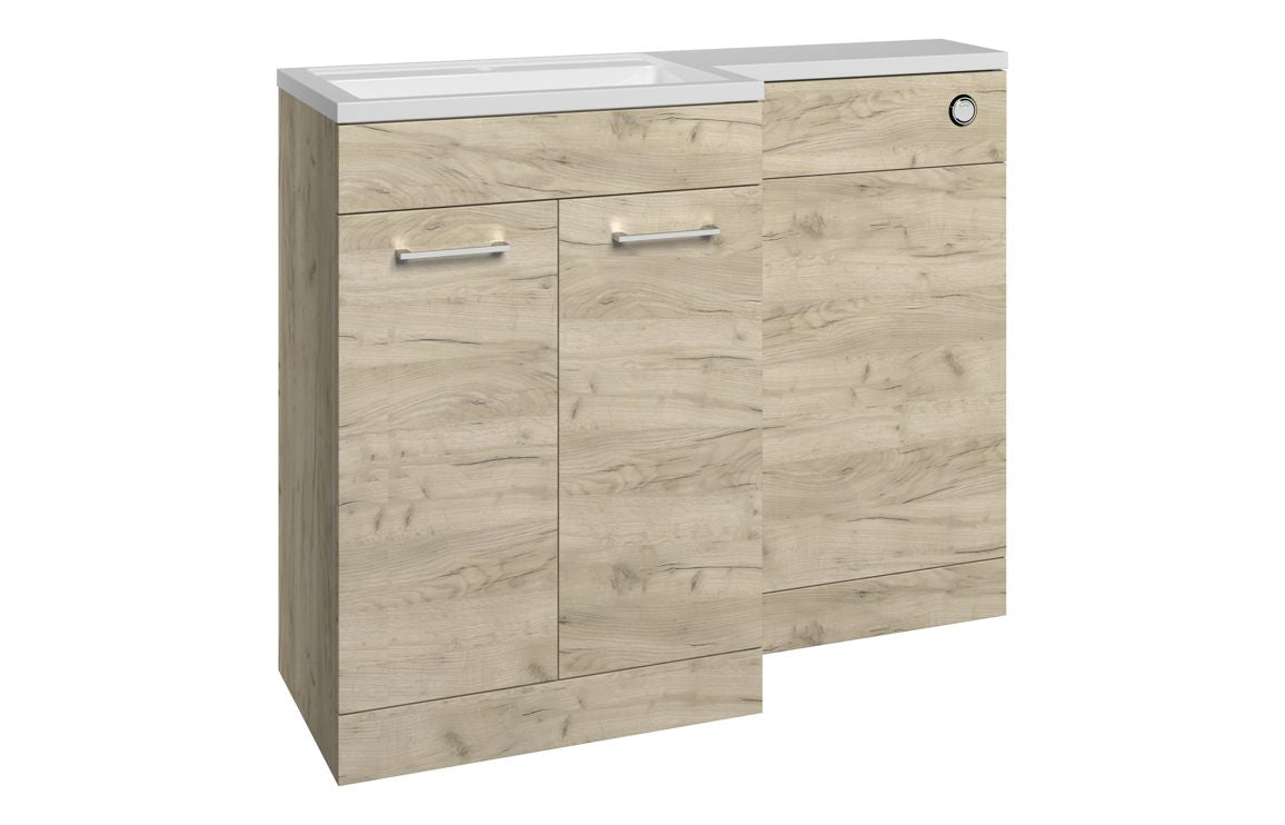 Utopia 1100mm Floor Standing L-Shape Pack & Basin (LH) - Oak