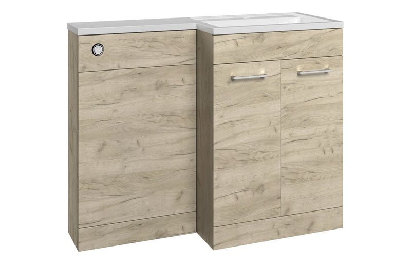 Utopia 1100mm Floor Standing L-Shape Pack & Basin (RH) - Oak