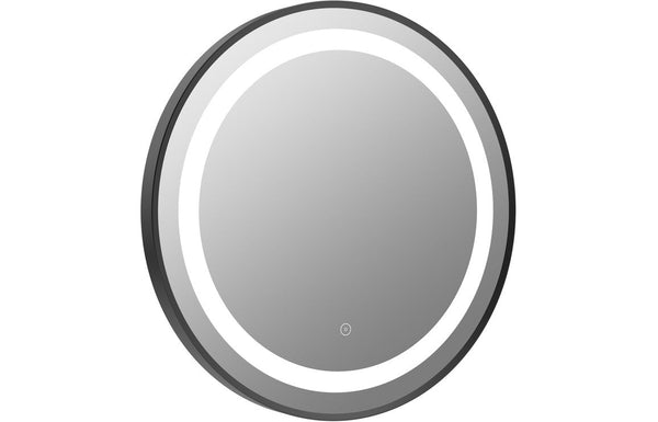 Kaito 600mm Round Front-Lit LED Mirror - Matt Black