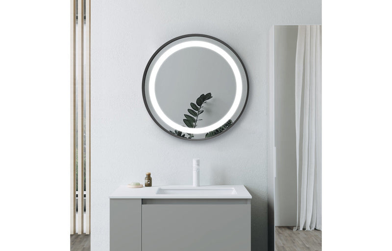 Kaito 600mm Round Front-Lit LED Mirror - Matt Black