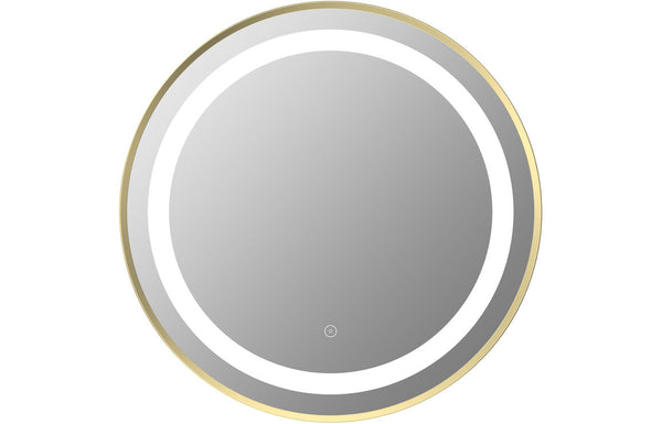 Kaito 600mm Round Front-Lit LED Mirror - Brushed Brass