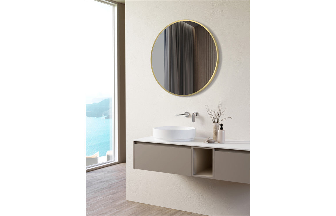 Niko 500mm Round Mirror - Brushed Brass