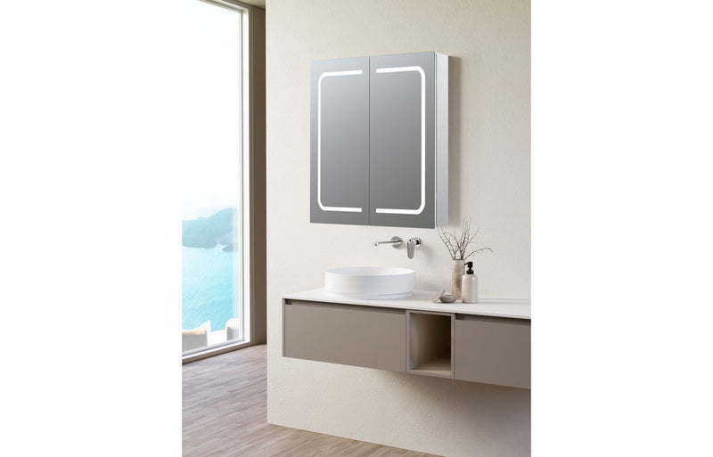Taiga 600mm 2 Door Front-Lit LED Mirror Cabinet