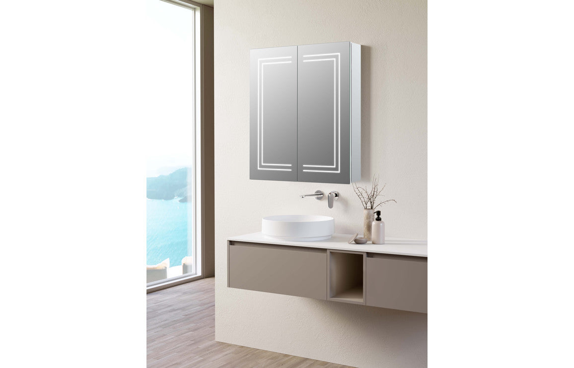 Zara 600mm 2 Door Front-Lit LED Mirror Cabinet