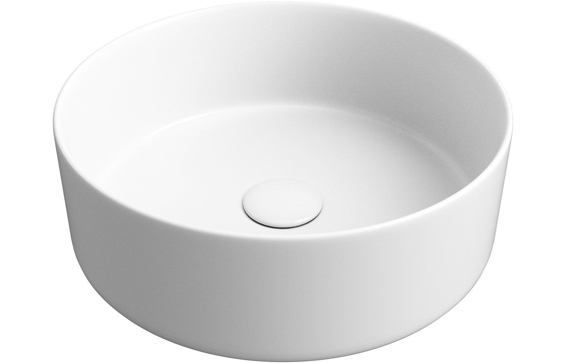 Sylas 355mm Ceramic Round Washbowl & Waste - Matt White