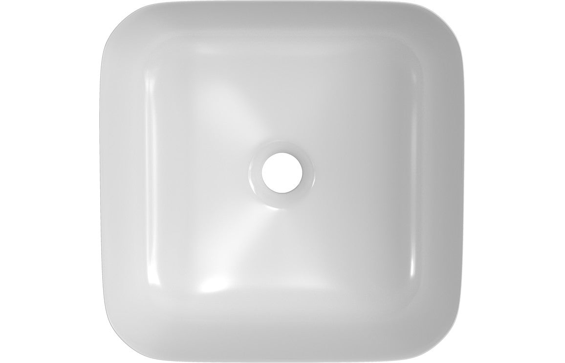 Sylas 400mm Ceramic Square Washbowl & Waste - Matt White