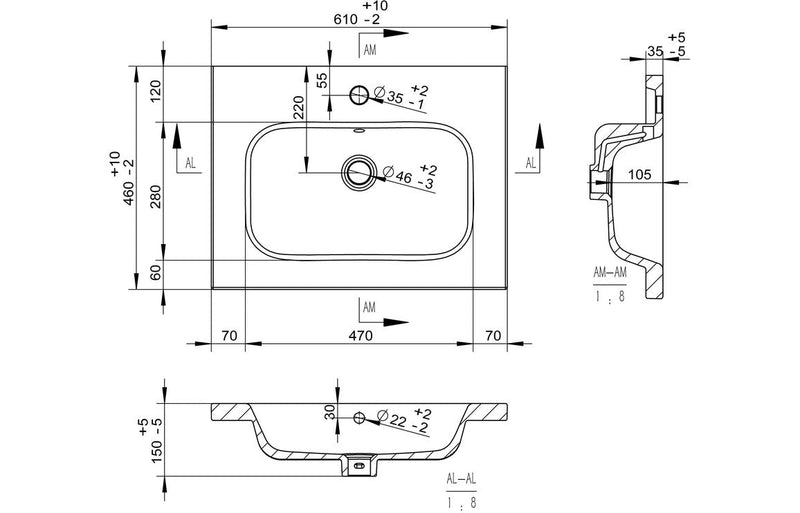 Vivido 610mm Floor Standing 2 Door Basin Unit & Basin - Grey Gloss