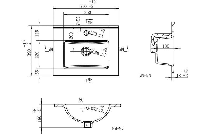 Evolve 510mm Wall Hung Unit Inc. Basin - Seville Oak