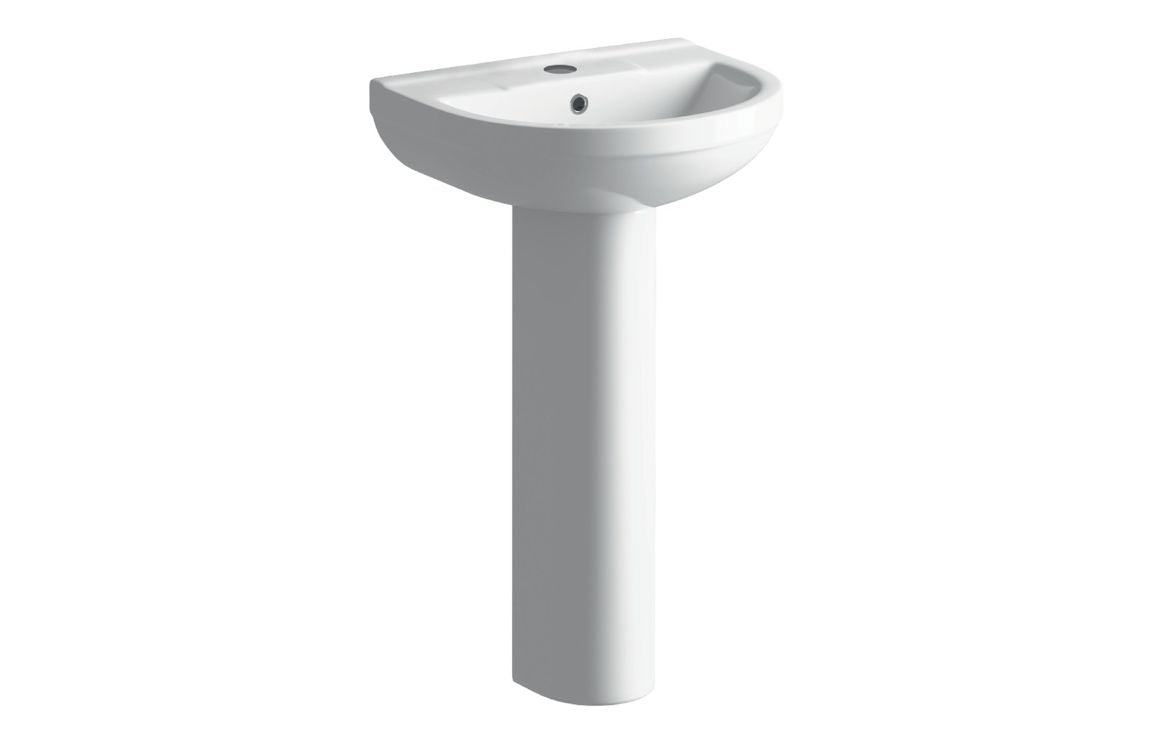 Sanita 500x390mm 1TH Basin & Full Pedestal
