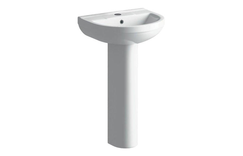 Sanita 500x390mm 1TH Basin & Full Pedestal