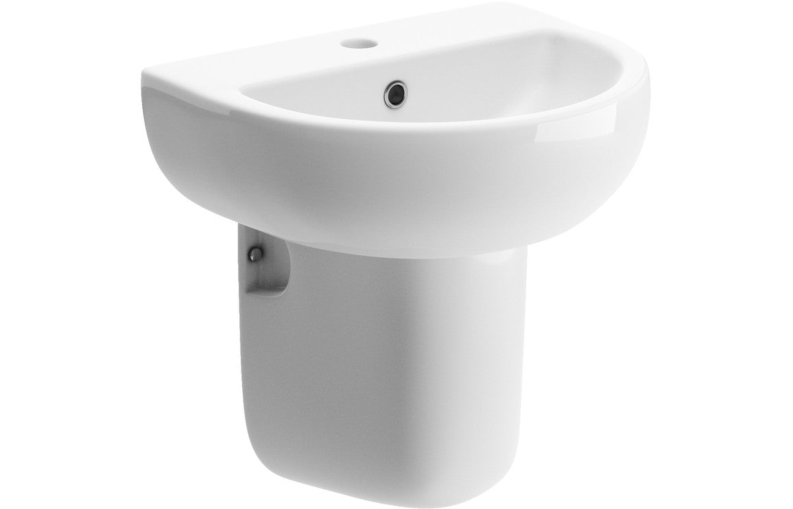 Roma 450x400mm 1TH Basin & Semi Pedestal