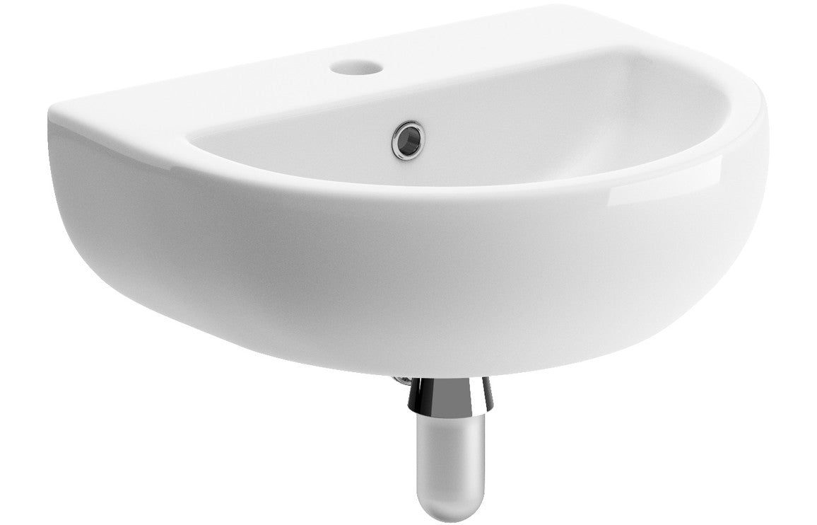 Roma 450x400mm 1TH Cloakroom Basin & Chrome Bottle Trap