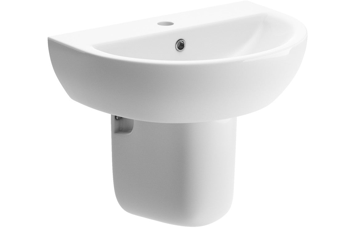Roma 550x400mm 1TH Basin & Semi Pedestal