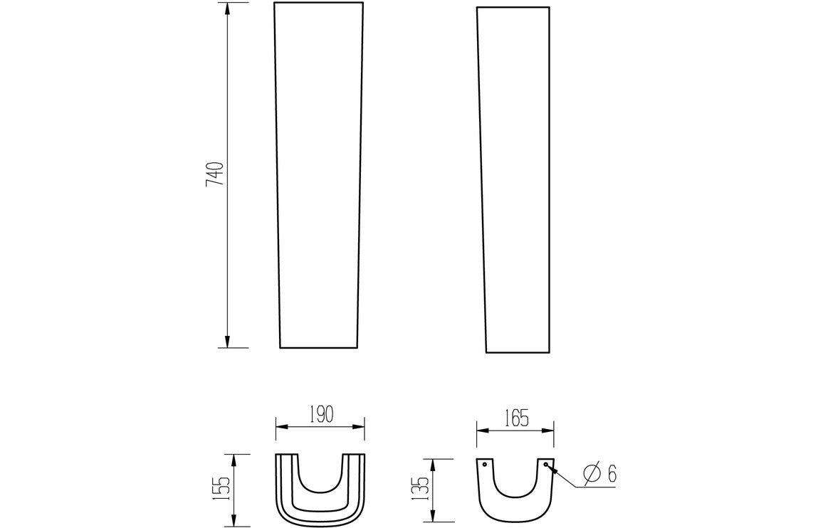 Emilia 600x400mm 1TH Basin & Full Pedestal