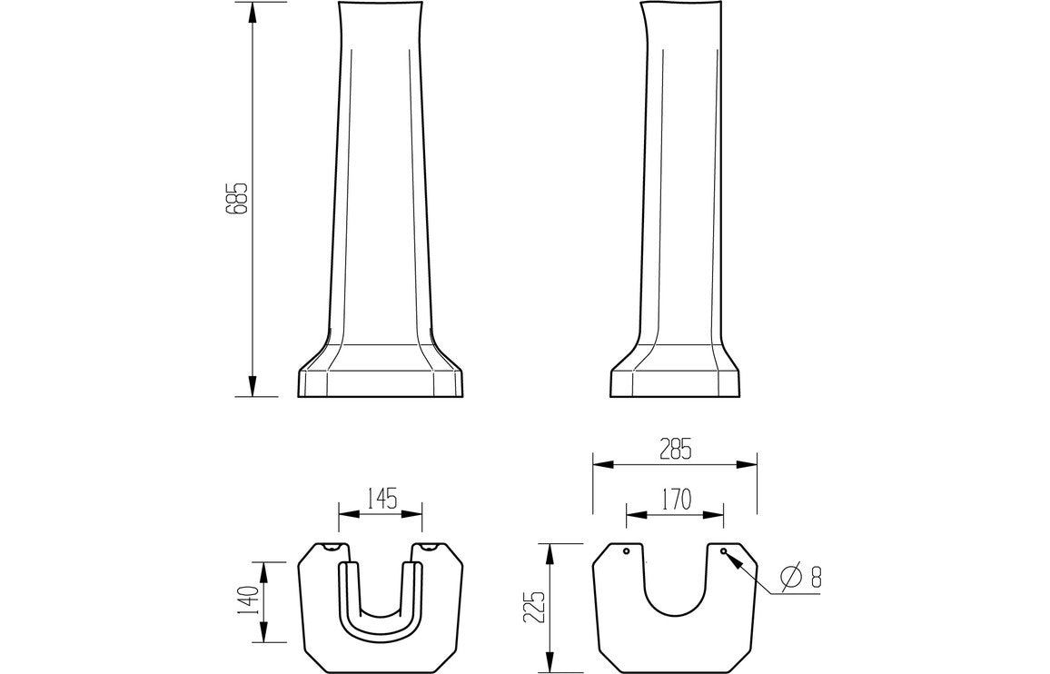 York 600x500mm 2TH Basin & Full Pedestal