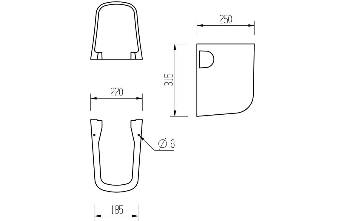 Dania 555x430mm 1TH Basin & Semi Pedestal