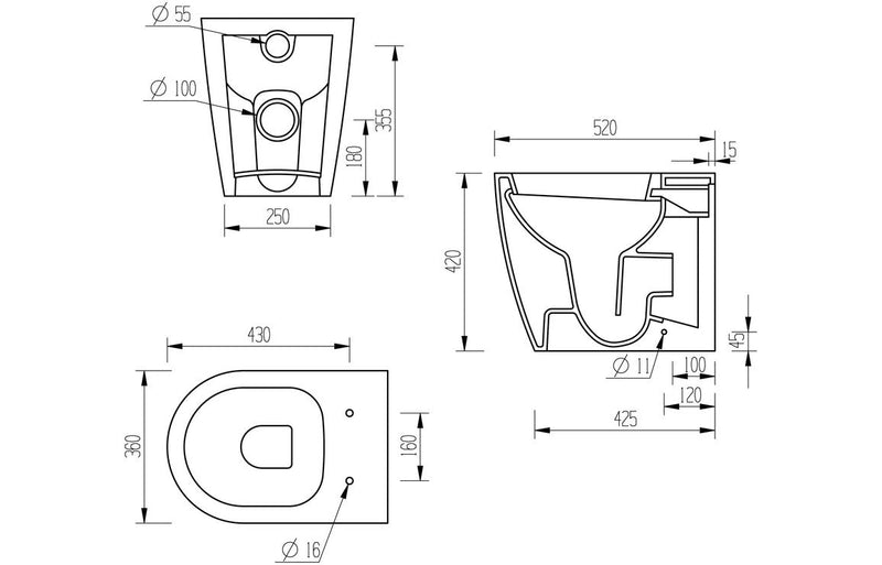 Dania Back To Wall WC & Soft Close Seat