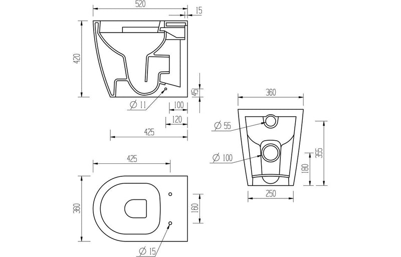 Dania Rimless Back To Wall WC & Soft Close Seat
